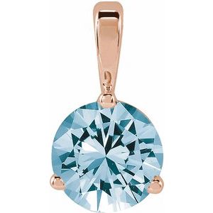 14K Rose Lab-Grown Aqua Sapphire Pendant