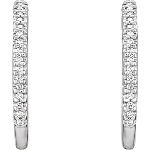 14K White Gold 1 CTW Natural Diamond Inside-Outside Hoop Earrings