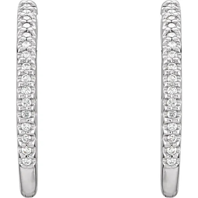 14K White Gold 1 CTW Natural Diamond Inside-Outside Hoop Earrings