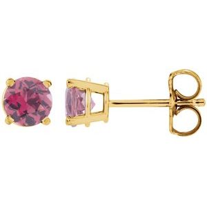 14K Yellow 2.5 mm Natural Pink Tourmaline Stud Earrings