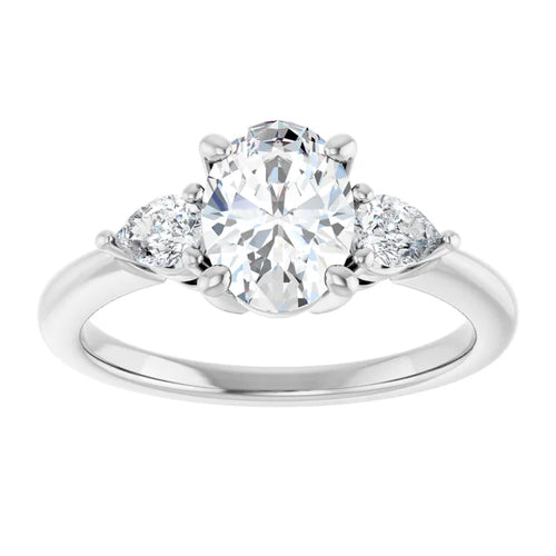 14K White Gold  8x6 mm Oval Engagement Ring