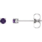 14K White 2.5 mm Natural Amethyst Stud Earrings