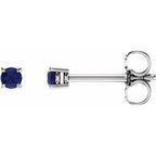 14K White 2.5 mm Lab-Grown Blue Sapphire Stud Earrings