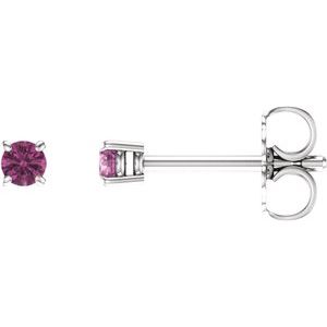 14K White 2.5 mm Natural Pink Tourmaline Stud Earrings