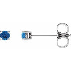 14K White 2.5 mm Natural Swiss Blue Topaz Stud Earrings