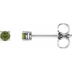 14K White 2.5 mm Natural Peridot Stud Earrings