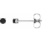 14K White 2.5 mm Natural Black Onyx Stud Earrings
