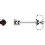 14K White 2.5 mm Natural Smoky Quartz Stud Earrings