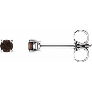 14K White 2.5 mm Natural Smoky Quartz Stud Earrings