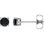 14K White 4 mm Natural Black Onyx Stud Earrings