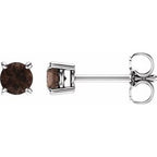 14K White 4 mm Natural Smoky Quartz Stud Earrings