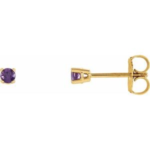 14K Yellow 2.5 mm Natural Amethyst Stud Earrings