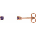 14K Rose 2.5 mm Natural Amethyst Stud Earrings