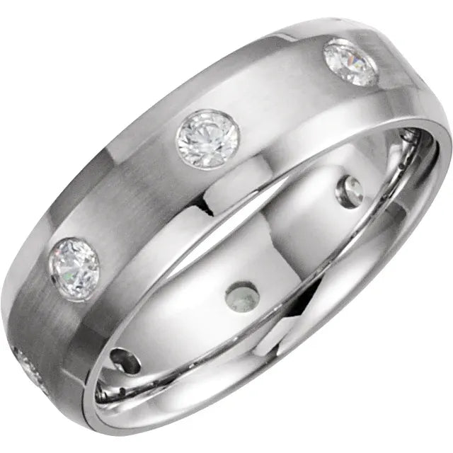 Continuum Sterling Silver 1/2 CTW Natural Diamond 6 mm Beveled-Edge Comfort Fit Band Size 11