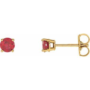 14K Yellow 4 mm Natural Ruby Stud Earrings