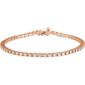 14K Rose 2 1/4 CTW Natural Diamond Line 7 1/4" Bracelet