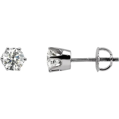 14K White 1 CTW Natural Diamond Stud Earrings