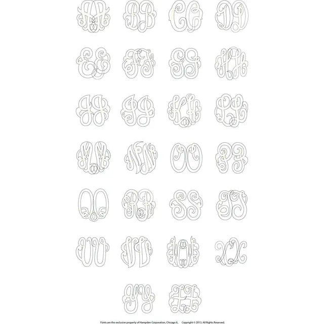 10K White Imitation Diamond 3-Initial Script Monogram Necklace