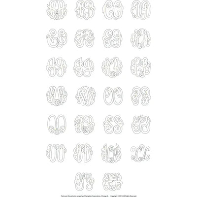 10K White Imitation Diamond 3-Initial Script Monogram Necklace