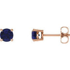 14K Rose 5 mm Lab-Grown Blue Sapphire Stud Earrings
