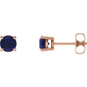 14K Rose 5 mm Lab-Grown Blue Sapphire Stud Earrings
