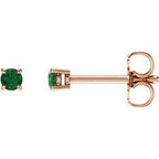 14K Rose 2.5 mm Natural Emerald Stud Earrings