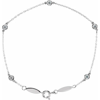 14K White 1/3 CTW Natural Diamond Bezel-Set Station Bracelet