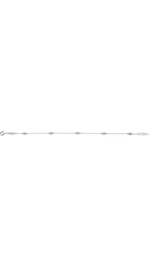 14K White 1/3 CTW Natural Diamond Bezel-Set Station Bracelet