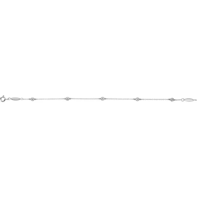 14K White 1/3 CTW Natural Diamond Bezel-Set Station Bracelet