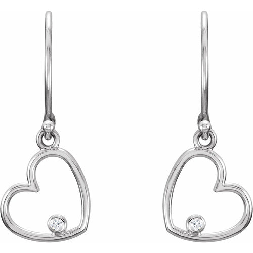 14K White .03 CTW Natural Diamond Heart Earrings