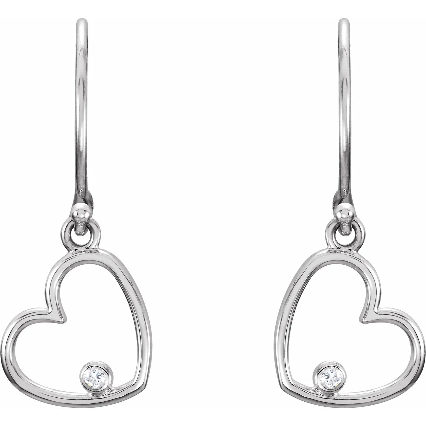 14K White .03 CTW Natural Diamond Heart Earrings