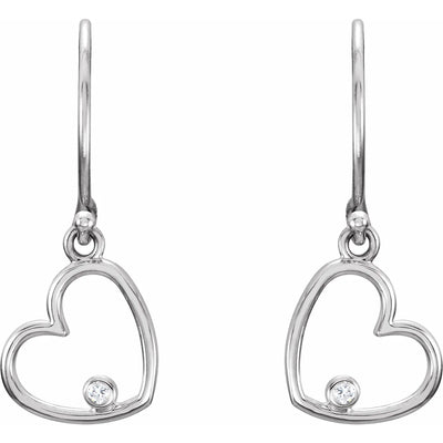14K White .03 CTW Natural Diamond Heart Earrings