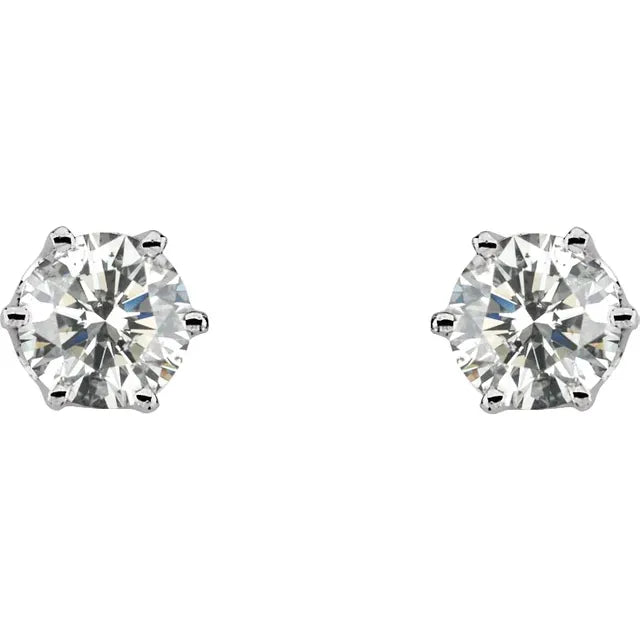 14K White 1 CTW Natural Diamond Stud Earrings