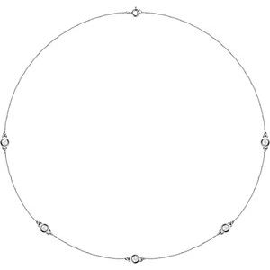 14K White 3/4 CTW Natural Diamond 5-Station 18" Necklace