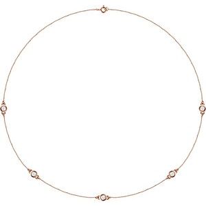 14K Rose 3/4 CTW Natural Diamond 5-Station 18" Necklace
