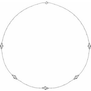 14K White 1 CTW Natural Diamond 5-Station 18" Necklace