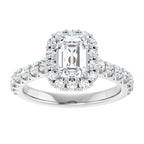 14K White Gold  7x5 mm Emerald Engagement Ring