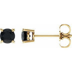 14K Yellow 4 mm Natural Black Onyx Stud Earrings