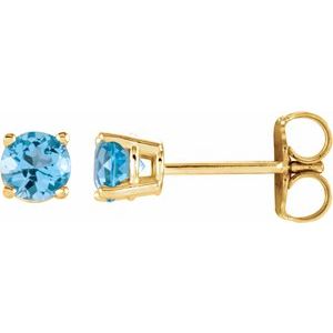 14K Yellow 2.5 mm Natural Sky Blue Topaz Stud Earrings