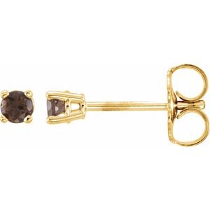 14K Yellow 2.5 mm Natural Smoky Quartz Stud Earrings