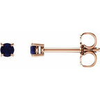 14K Rose 2.5 mm Natural Blue Sapphire Stud Earrings