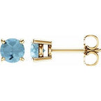 14K Yellow 5 mm Natural Aquamarine Stud Earrings