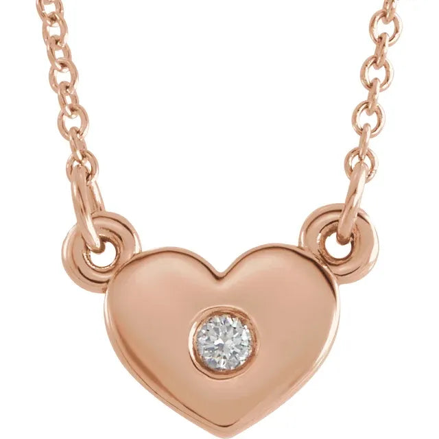 14K Rose .03 CTW Natural Diamond Heart 16" Necklace