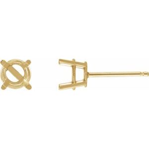 14K Yellow 6 mm Natural Aquamarine Stud Earrings