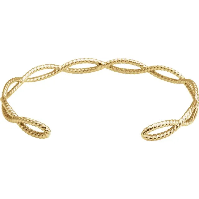 14K Yellow Rope Cuff Bracelet