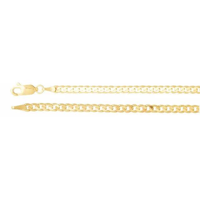 14K Yellow 3 mm Curb 7" Chain