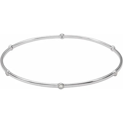 14K White 1/4 CTW Natural Diamond Bezel-Set Bangle Bracelet
