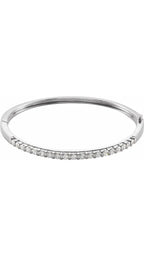 14K White Gold 2.7 mm Round Hinged Bangle Bracelet