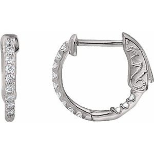 Platinum 1/4 CTW Natural Diamond Inside-Outside 14.5 mm Hinged Hoop Earrings
