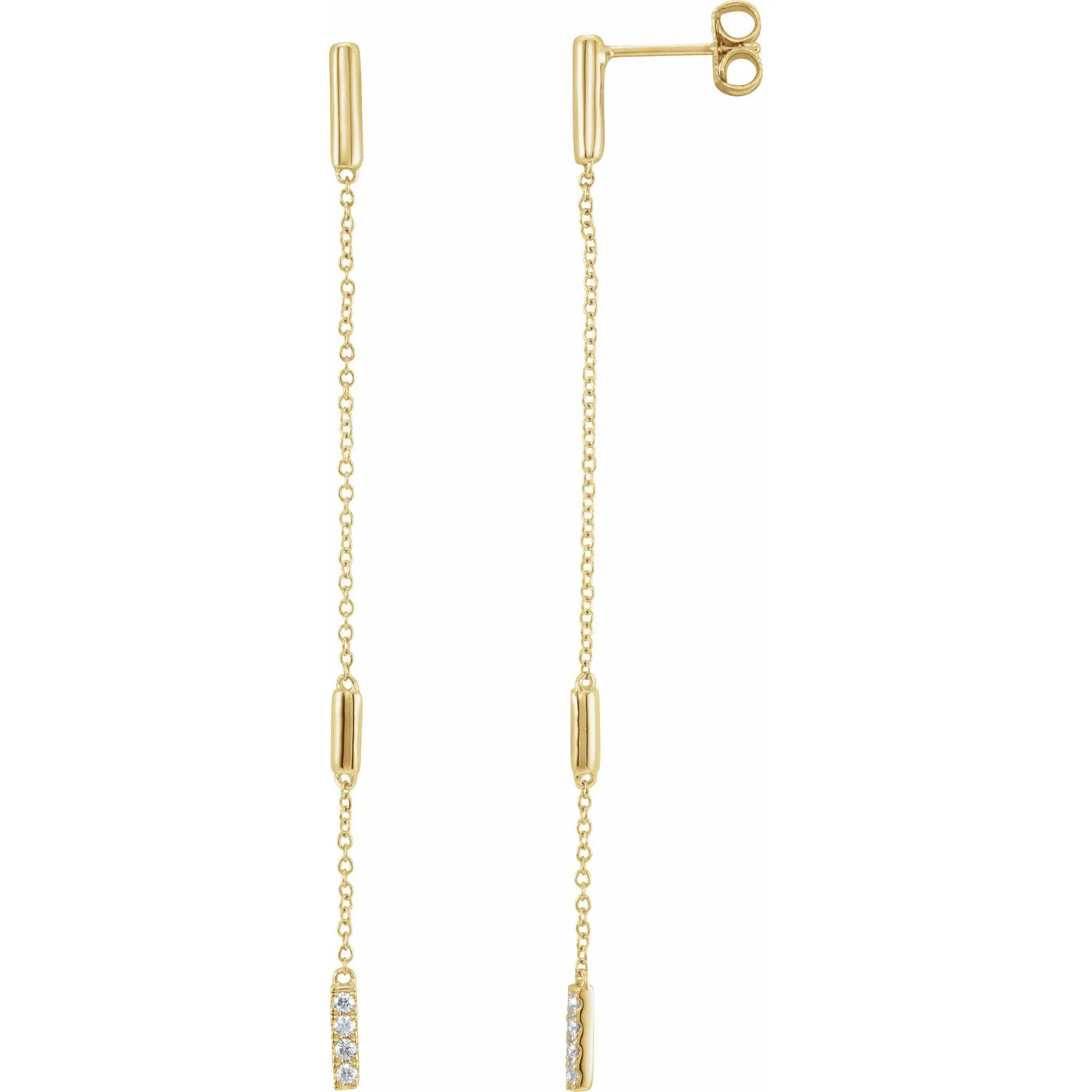 14K Yellow 1/10 CTW Natural Diamond Chain Earrings